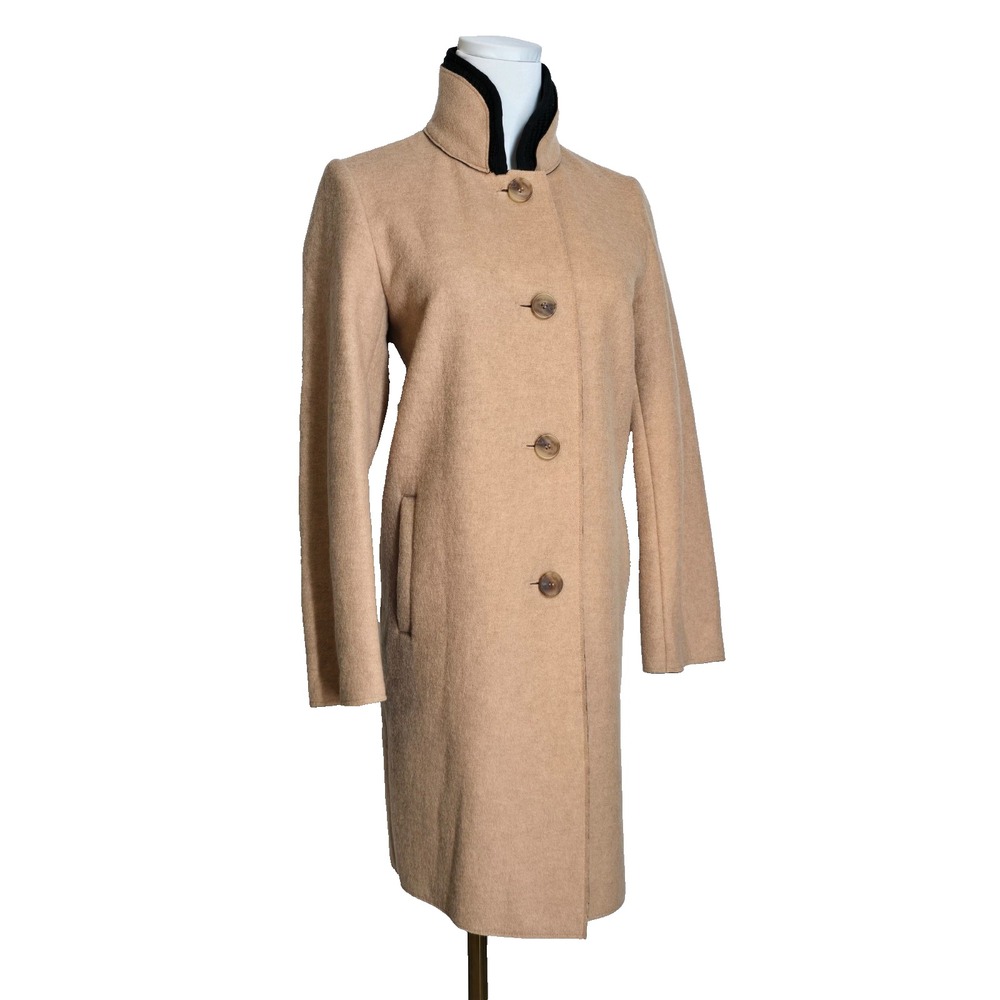 Maje Camel Tan Wool Blend Coat FR 36 Medium Peacoat Long